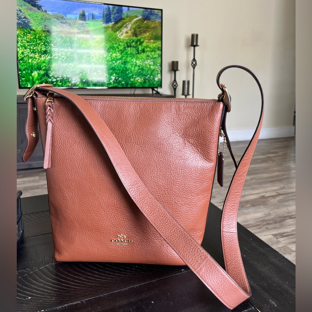 Coach Val Tan Leather Duffle  Crossbody Bag
